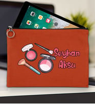 BK Gift Kişiye Özel İsimli-1 Tablet Çantası 30x21cm(12 Renk Seçeneği), Ipad Çantası, Baskılı Tablet Kılıfı (Kiremit)