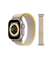 Apple Watch Ultra 49 Mm Uyumlu Trail Loop Kordon Dokuma Hasır Kordon (Bej - Sarı)
