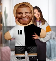 eJOYA Kişiye özel Şampiyon Futbolcu Peluş Oyuncak 100x80 cm 114758 (Beyaz-Siyah)