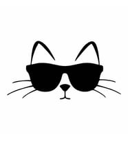 Güneş Gözlüğü Takan Kedi Araba Sticker siyah 19x9 CM (Siyah)