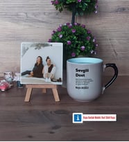 Arkadaşa Hediye Fotoğraflı Dekoratif Taş, Kupa Bardak Beyaz Hediye (Model 10)