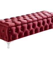 Lüks Sandıklı Chester Puf Bench Ayakucu Koltuk 110 Cm (Bordo)