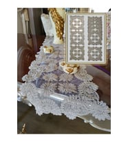 Amerikan Servis Kare Supla Ve Runner Mutfak Set 6 Kişilik Çiçek Set Masa Sunum Takımı Çeyizlik Krem (Kahverengi Açık)