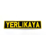 dekor plaka, hediyelik plaka, isim plaka, süs plakası, cam önü plakası, tırcı plakası (Siyah-Sarı)