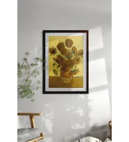 Ahşap Çerçeveli Tablo Çerçeveli Ahşap Dekor Tablo Seti Dekoratif Tablo Van Gogh Ay Çiçeği Tablo ÖZC-428 (Ceviz)
