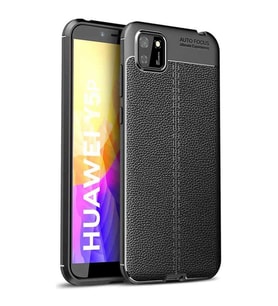 Huawei Y5P Deri Görünümlü Firo Silikon Kılıf (Siyah)