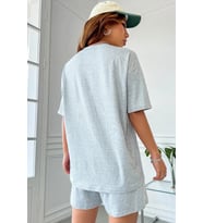 Unisex Pamuklu Penye Şort Takım (Gri)