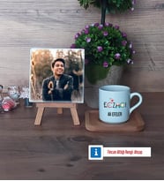 Eczacı Fotoğraflı Dekoratif Taş, Ahşap Altlıklı Türk Kahvesi Fincanı HediyeEczacıya Hediye Eczacılar Günü Hediyesi (Model 1)