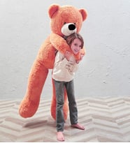 140 Cm Papyonlu Şaşkın Peluş Ayı - % 100  Yerli - Sevgiliye Özel Hediye (Nar Çiçeği)