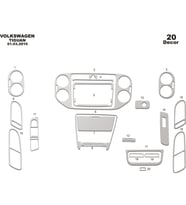 Meriç® Volkswagen Tiguan Ön Torpido Kaplama Maun 20 Parça 2011-2015 (Alüminyum)