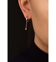Papatya Silver 925 Ayar Gümüş Zincir Tektaş Sallantılı Halka Küpe (Rose)