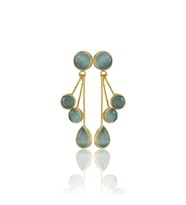 Kadir Jewellery22 Ayar Altın Kaplama Vintage Küpe -El İşçiliği Ve Hipoalerjenik Küpe (Açık Mavi)