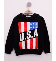Toontoy Erkek Çocuk Pullu U.S.A Bayraklı Nakışlı Sweatshirt (Siyah)