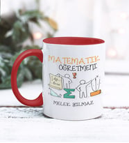 Matematik Öğretmeni Tasarımlı Kişiye Özel Kupa Bardak (Kırmızı)