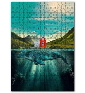 Cakapuzzle Göldeki Balina ve Sırtındaki Kulübe  Puzzle Yapboz MDF (Ahşap) (255 Parça)