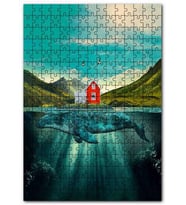 Cakapuzzle Göldeki Balina ve Sırtındaki Kulübe  Puzzle Yapboz MDF (Ahşap) (255 Parça)