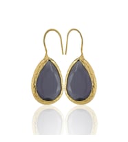 Kadir Jewellery 22 Ayar Altın Kaplama Damla Taşlı Küpe -El İşçiliği Ve Hipoalerjenik Küpe (Mor)