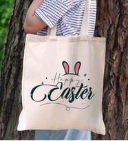 BK Gift Happy Easter Tasarımlı Kanvas Bez Çanta, Baskılı Omuz Çantası, Alışveriş Çantası, Plaj Çantası, Arkadaşa Hediye (Model 10)