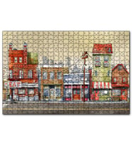 Cakapuzzle Sokakta Binalar ve Dükkanlar Karikatürize  Puzzle Yapboz MDF (Ahşap) (500 Parça)