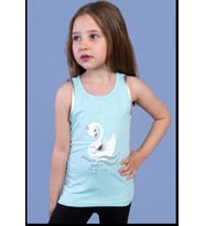 Toontoy Kız Çocuk Kuğu Baskılı Atlet (Su Yeşili)