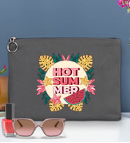 BK Gİft Yaz Temalı-8 Astarlı Portföy Çanta 30x21cm(12 Renk Seçeneği), Baskılı El Çantası, Organizer Çanta (Antrasit)