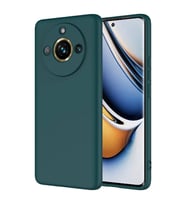 Realme 11 Pro Plus Kılıf Kamera Korumalı iÇi Süet Dokulu Lansman Tipi Silikon (Koyu Yeşil)