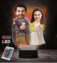 Doğum Günü Hediyesi,Sevgiliye Hediye, Kişiye Özel Fotoğraflı Kral Ve Kraliçe Karikatür 3D Led Lamba (RGB)