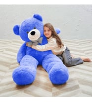 SOLE 160 cm Papyonlu Peluş Ayıcık- İthal Kumaş, Büyük BOY - % 100 YERLİ ÜRETİM (Mavi)