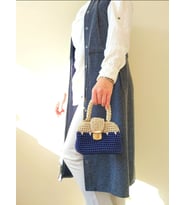 Minimal El Örgüsü Tutmaçlı Omuz Çantası, Lacivert El Yapımı Çantalar, Tokalı Minik El Çantası , Kemzey Handmade Çanta (Lacivert)