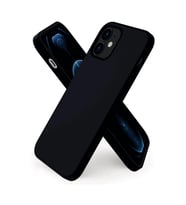 iPhone 12 Kılıf Kamera Korumalı Silikon Rubber Arka Kapak (Siyah)