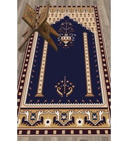 EVDEYA Dijital Baskılı Yıkanabilir Klasik Motifli Namazlık Seccade 70x130, SECCADE-31-BORDO, (Lacivert)
