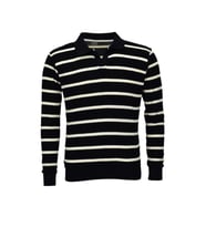 Erkek Spor Çizgili Mevsimlik Triko Polo Yaka Kazak BGL-ST03931 (Siyah)