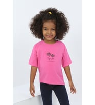 Toontoy Kız Çocuk Panama Beach Baskılı Tişört (Fuşya)