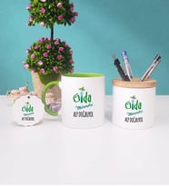 Gıda Mühendisi Kupa Bardak Kırmızı Kalemlik ve Anahtarlık (Model 8)