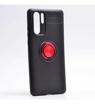 Huawei P30 Pro Kılıf Yüzüklü Magnetli Ravel Case (Siyah-Kırmızı)