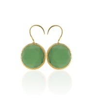 Kadir Jewellery 22 Ayar Altın Kaplama Kadın Taşlı Küpe -El İşçiliği Ve Hipoalerjenik Küpe (Yeşil)