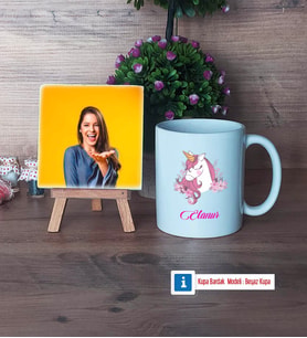 Unicorn Fotoğraflı Dekoratif Taş, Kupa Bardak Beyaz Hediye (Model 1)