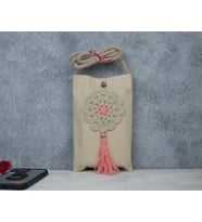 HANDMADE HAM BEZ MOTİFLİ TELEFON ÇANTASI (Pembe)