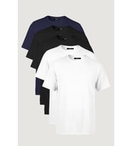 Erkek Çok Renkli T- Shirt Regular Fit Rahat Kesim Bisiklet Yaka 5'li Basic Tişört Paketi (Siyah)