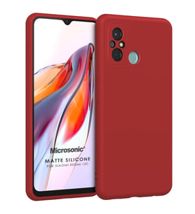Microsonic Matte Silicone Xiaomi Redmi 12C Kılıf Siyah (Kırmızı)