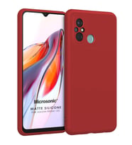 Microsonic Matte Silicone Xiaomi Redmi 12C Kılıf Siyah (Kırmızı)