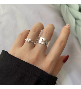 Kişiye Özel 925 Ayar Gümüş Çift Kelebek Yüzük (Gümüş)