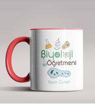 Kişiye Özel Biyoloji Öğretmeni Tasarımlı Siyah Renk Kupa Bardak 5 (Kırmızı)