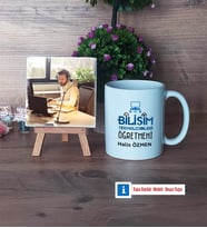 Bilişim Teknolojileri Öğretmeni Fotoğraflı Dekoratif Taş, Kupa Bardak Beyaz Hediye Öğretmenler Günü Hediyesi (Model 1)