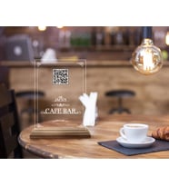 BK Gift Restoran & Cafe & Barlara Özel Ahşap Standlı Pleksi QR Kod Menü, Cafe&Bar için QR kodlu Tabela, QR kodlu Masa Dekoru-1 (Model 4)