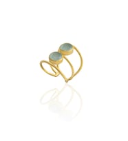 Kadir Jewellery 22 Ayar Altın Kaplama Kadın Zirkon Taşlı Yüzük (Açık Mavi)