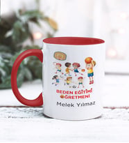 Beden Eğitimi Öğretmeni Tasarımlı Kişiye Özel Kupa Bardak (Kırmızı)