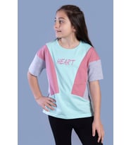 Toontoy Kız Çocuk Garni Detaylı Baskılı Tişört (Mint Yeşili)