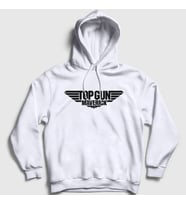 Presmono Unisex Beyaz Logo Maverick Tom Cruise Pilot Film Top Gun Kapüşonlu Sweatshirt 459690tt (Beyaz)