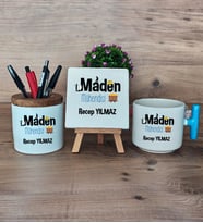 Maden Mühendisi Hediye Sepeti Kupa Bardak T Kulplu, Kalemlik ve Dekoratif Taş Mühendisler Günü Hediyesi (Model 3)